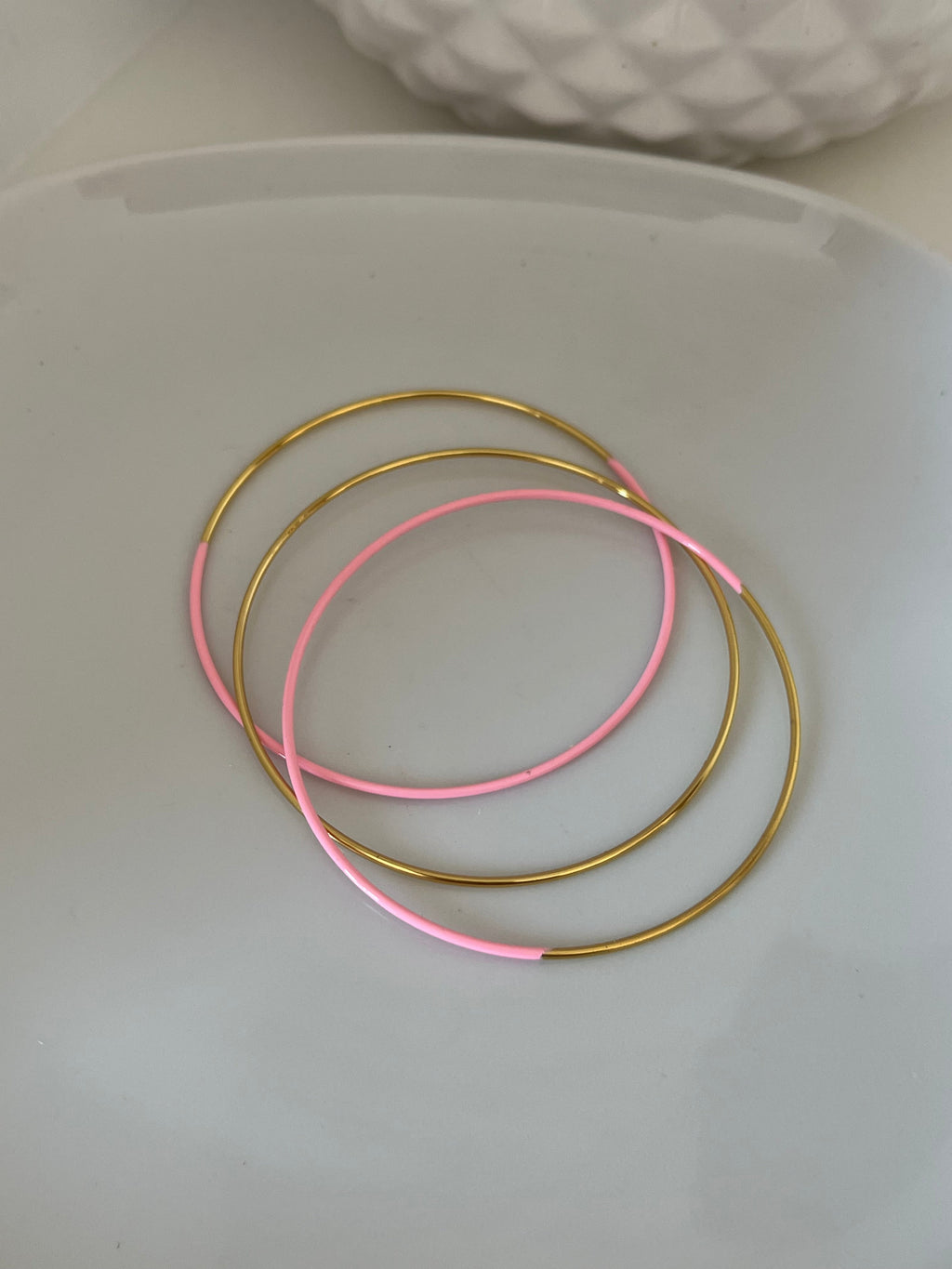 Lot de 4 joncs fins rose et or