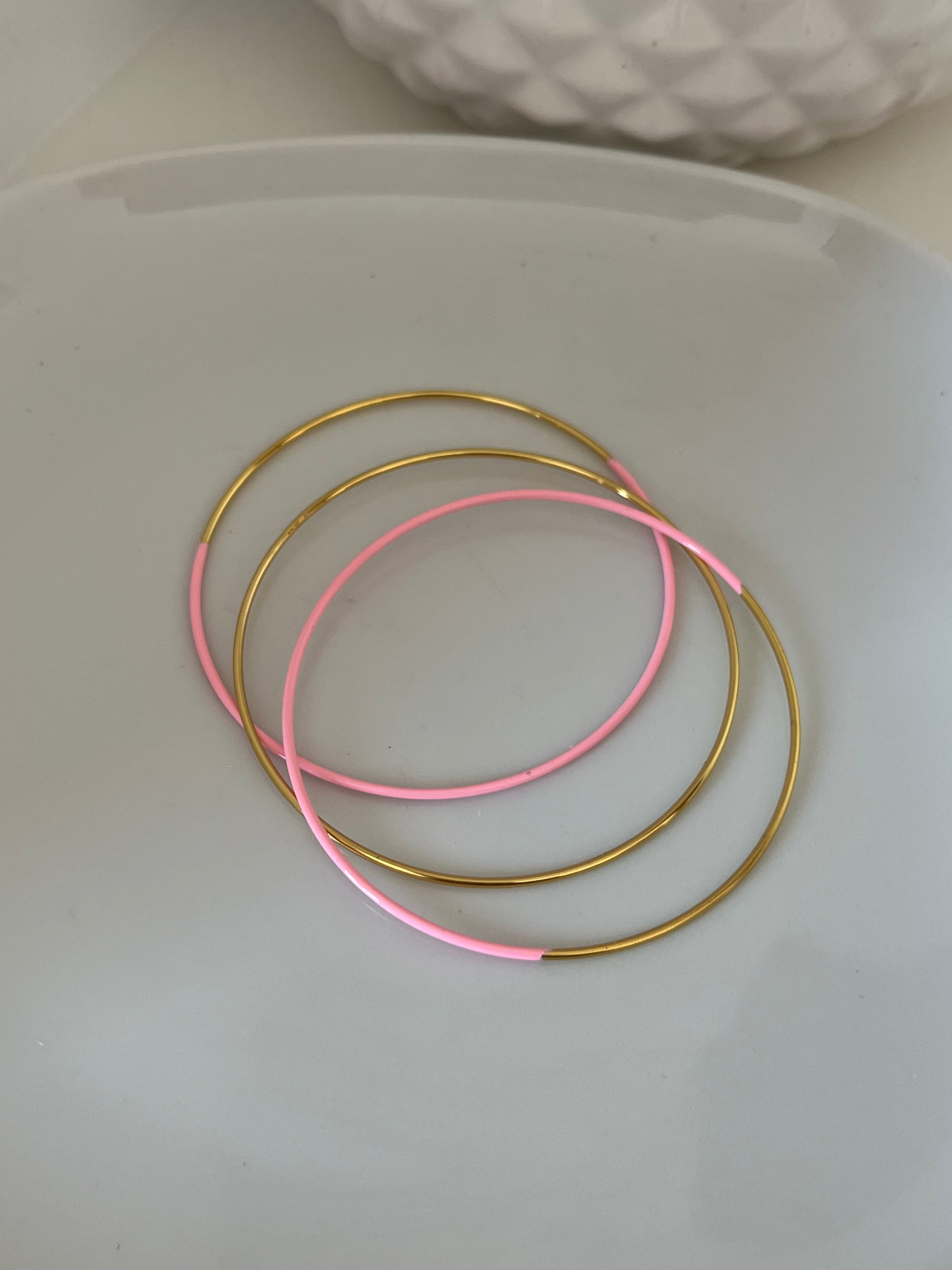 Lot de 4 joncs fins rose et or